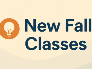 New fall classes text next to a lightbulb